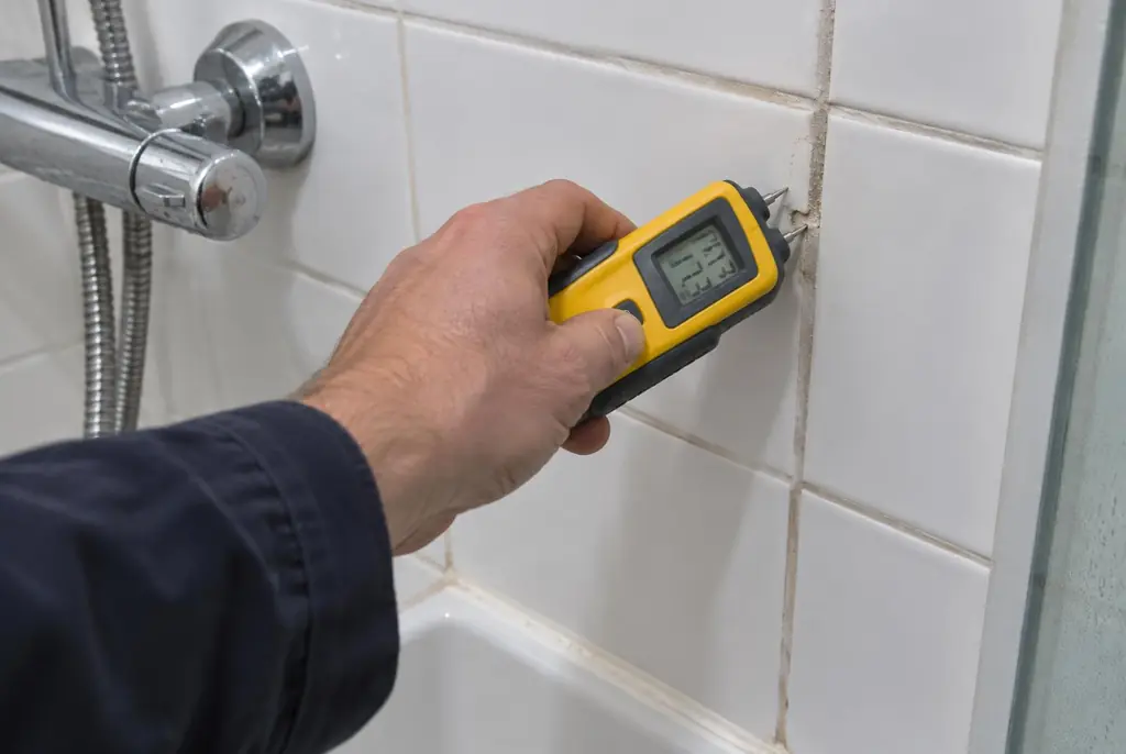Lekdetectie Woudenberg – vochtmeter op badkamertegels bij de douche