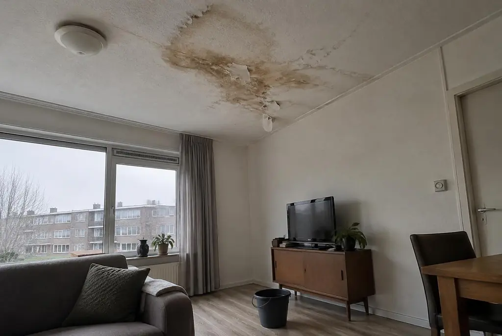 Lekdetectie Woudenberg – vochtplek op het plafond onder een badkamer